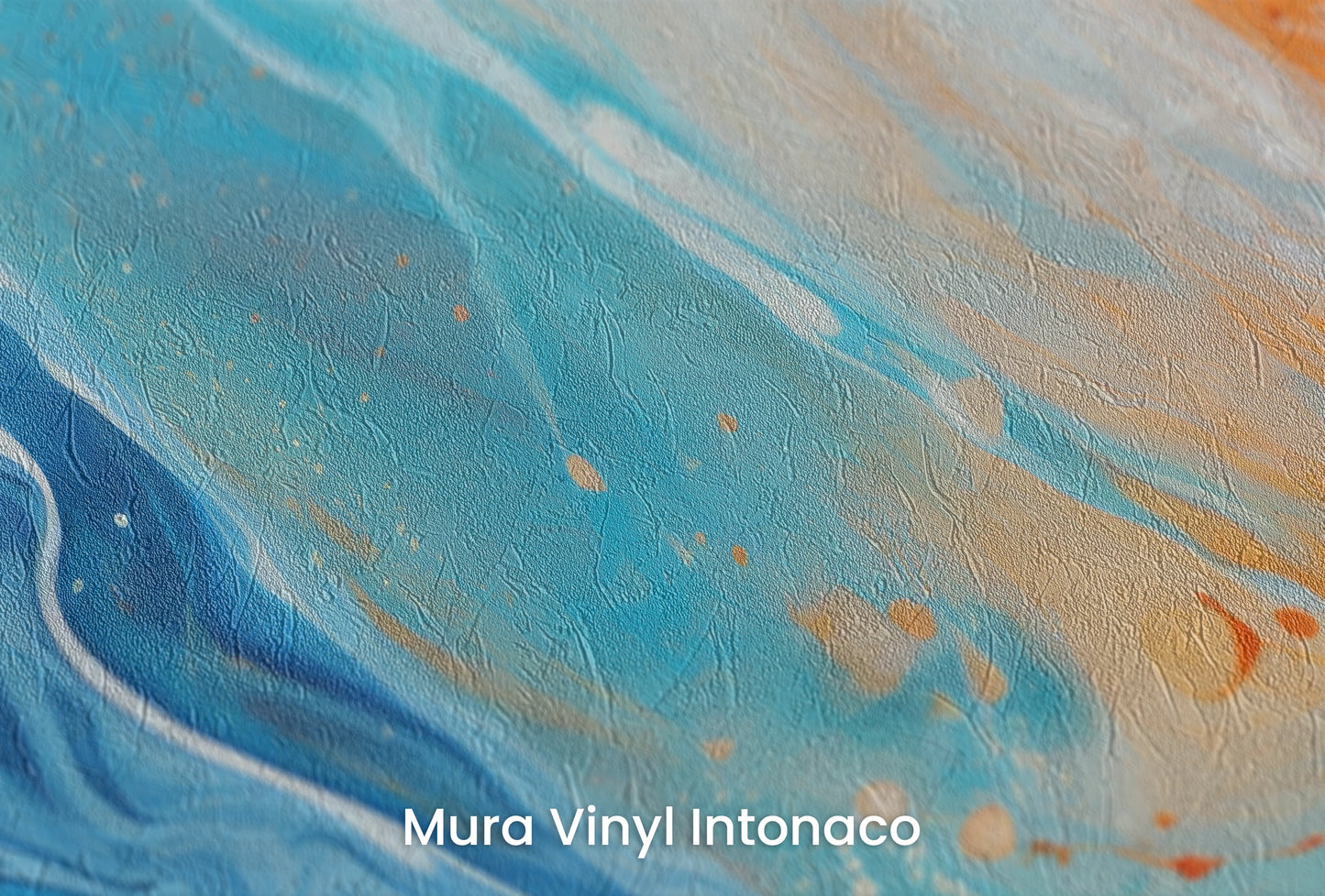 Zbliżenie na artystyczną fototapetę o nazwie Lunar Landscape na podłożu Mura Vinyl Intonaco - struktura tartego tynku.