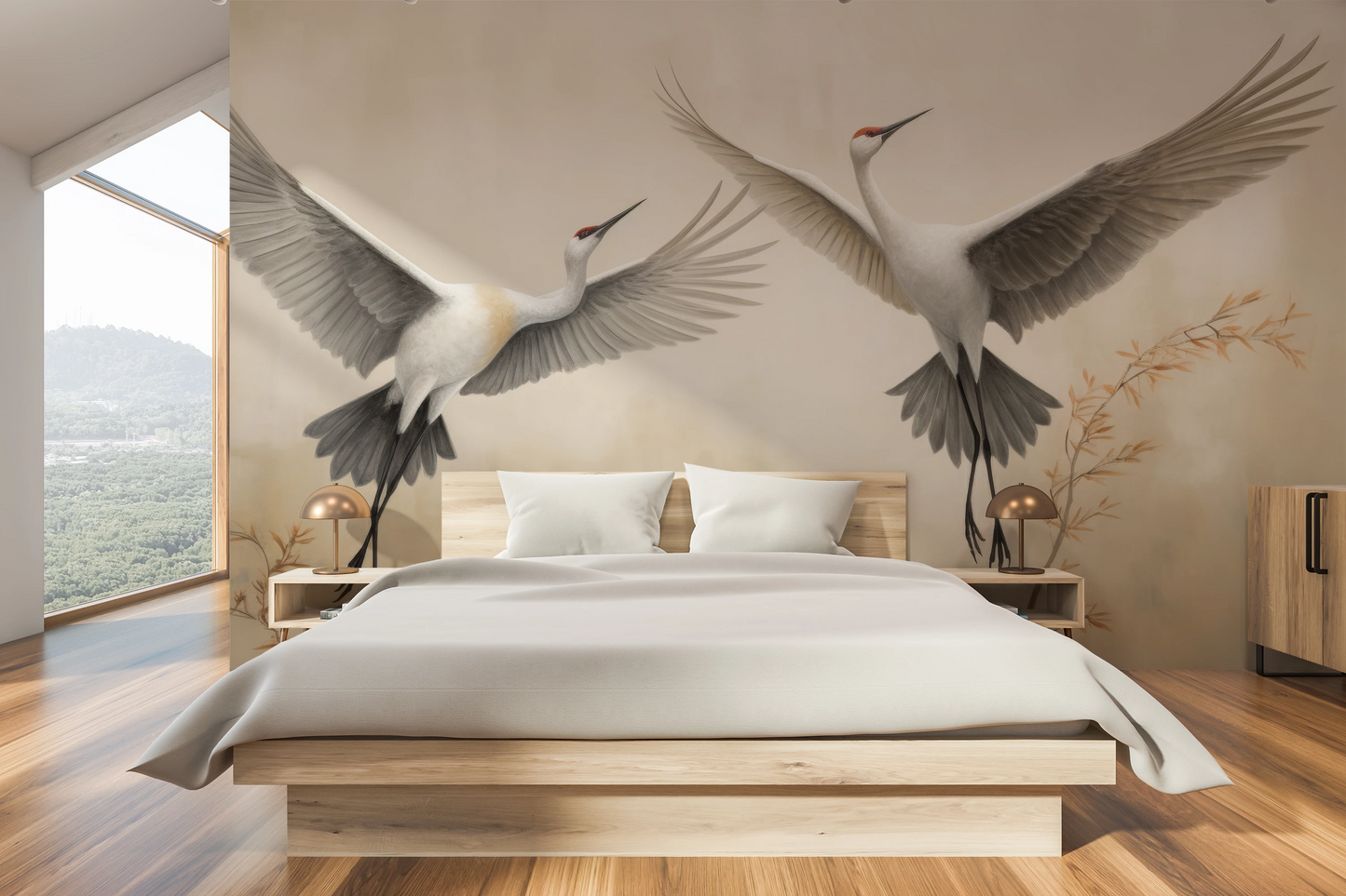 Wzór fototapety o nazwie Wings of Serenity pokazanej w kontekście pomieszczenia.