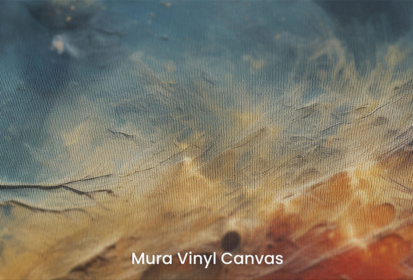 Zbliżenie na artystyczną fototapetę o nazwie Celestial Harmony na podłożu Mura Vinyl Canvas - faktura naturalnego płótna.