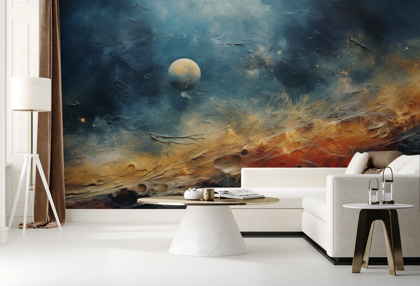 Wzór fototapety o nazwie Celestial Harmony pokazanej w kontekście pomieszczenia.