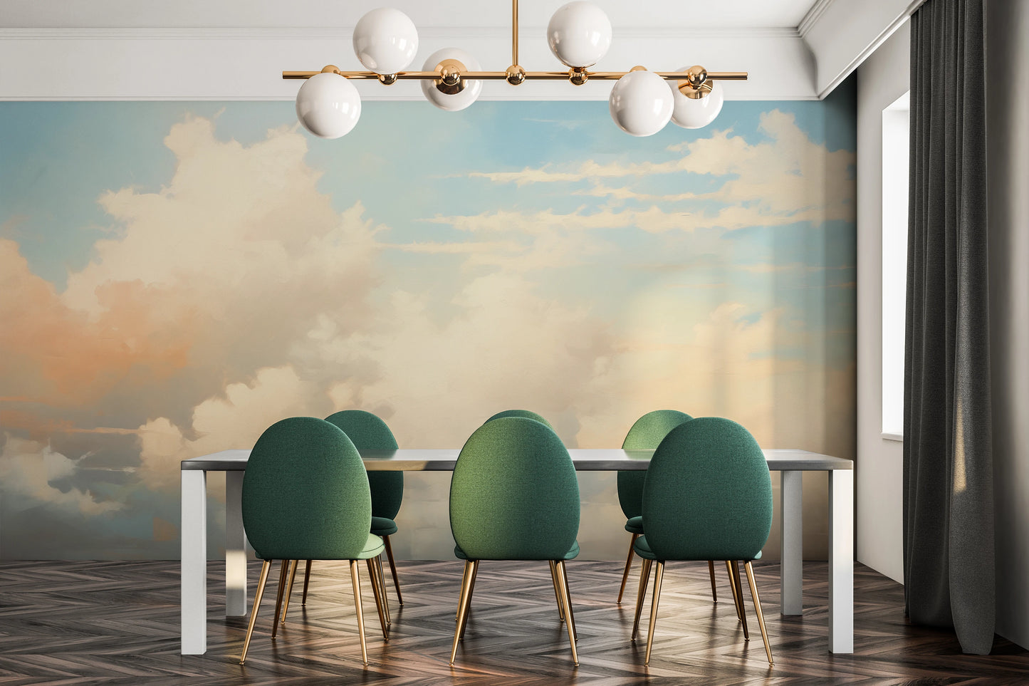 Wzór fototapety artystycznej o nazwie Cotton Whispers pokazanej w aranżacji wnętrza.