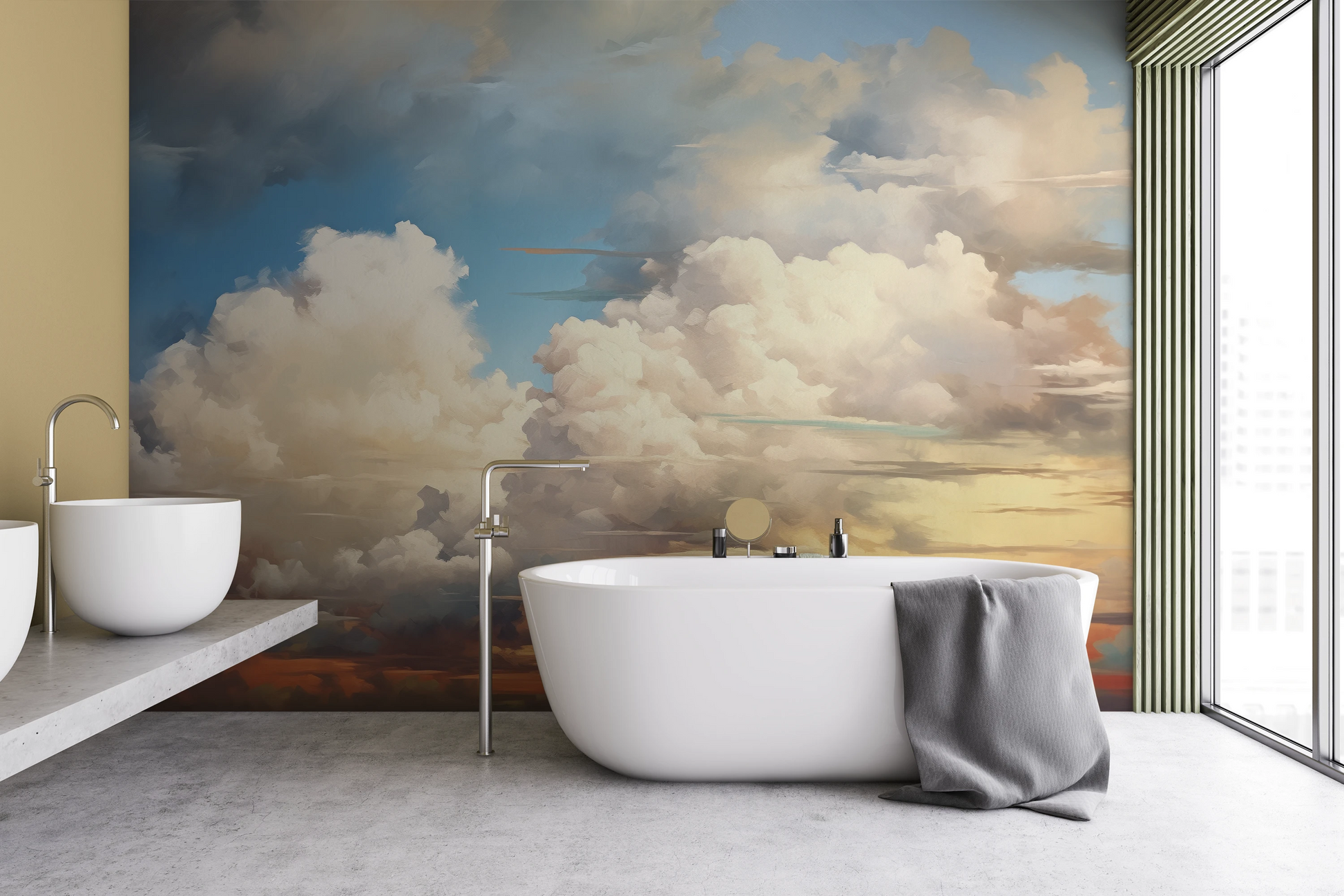 Fototapeta malowana o nazwie Sunset Majesty pokazana w aranżacji wnętrza.