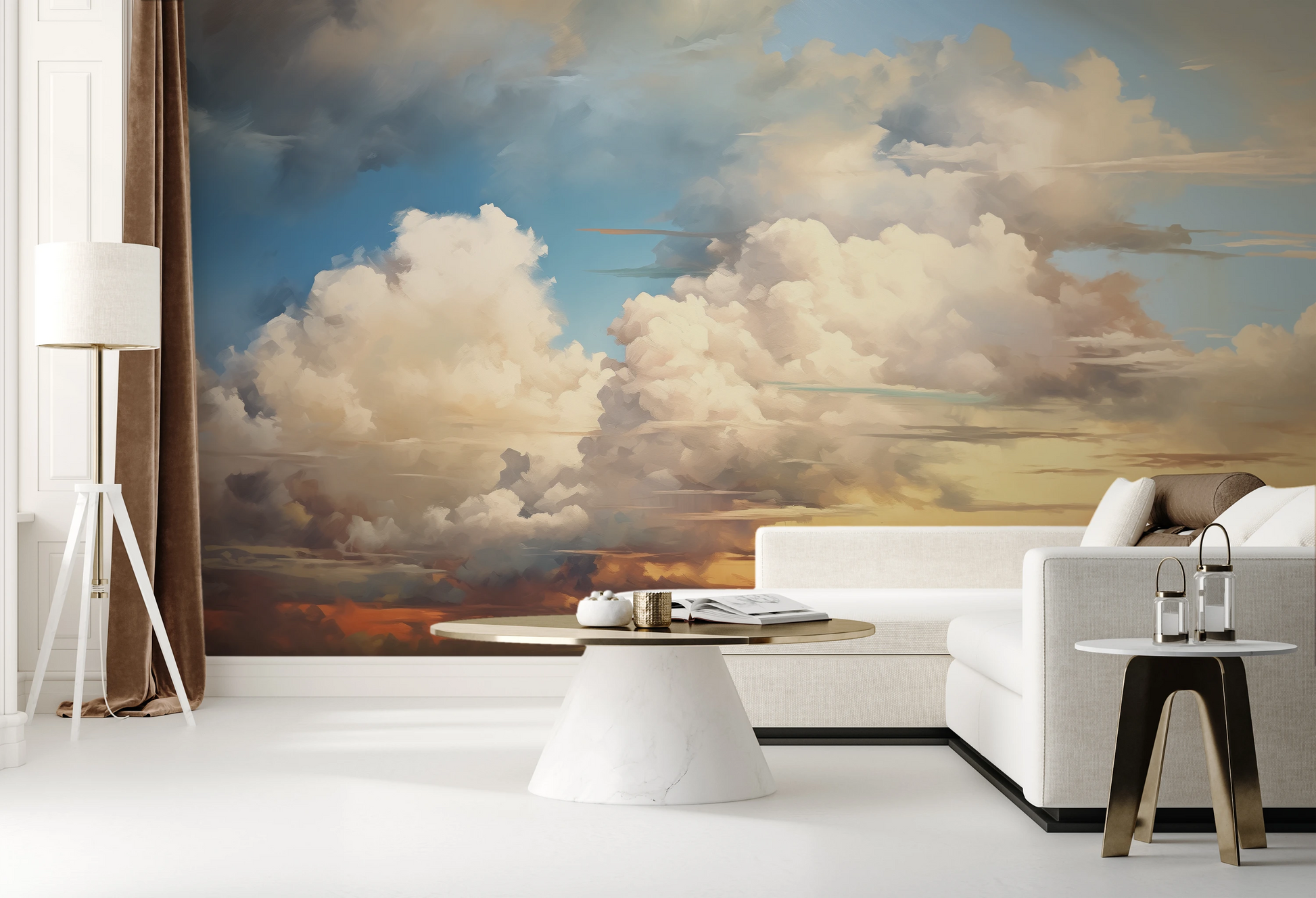 Wzór fototapety o nazwie Sunset Majesty pokazanej w kontekście pomieszczenia.