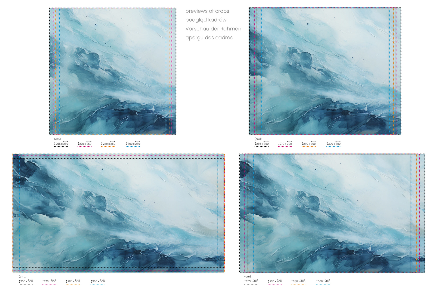 Na obrazie znajduje się prezentacja przykładowych rozmiarów fototapety o nazwie Terran Rise. Rozmiar fototapety jest dowolny.