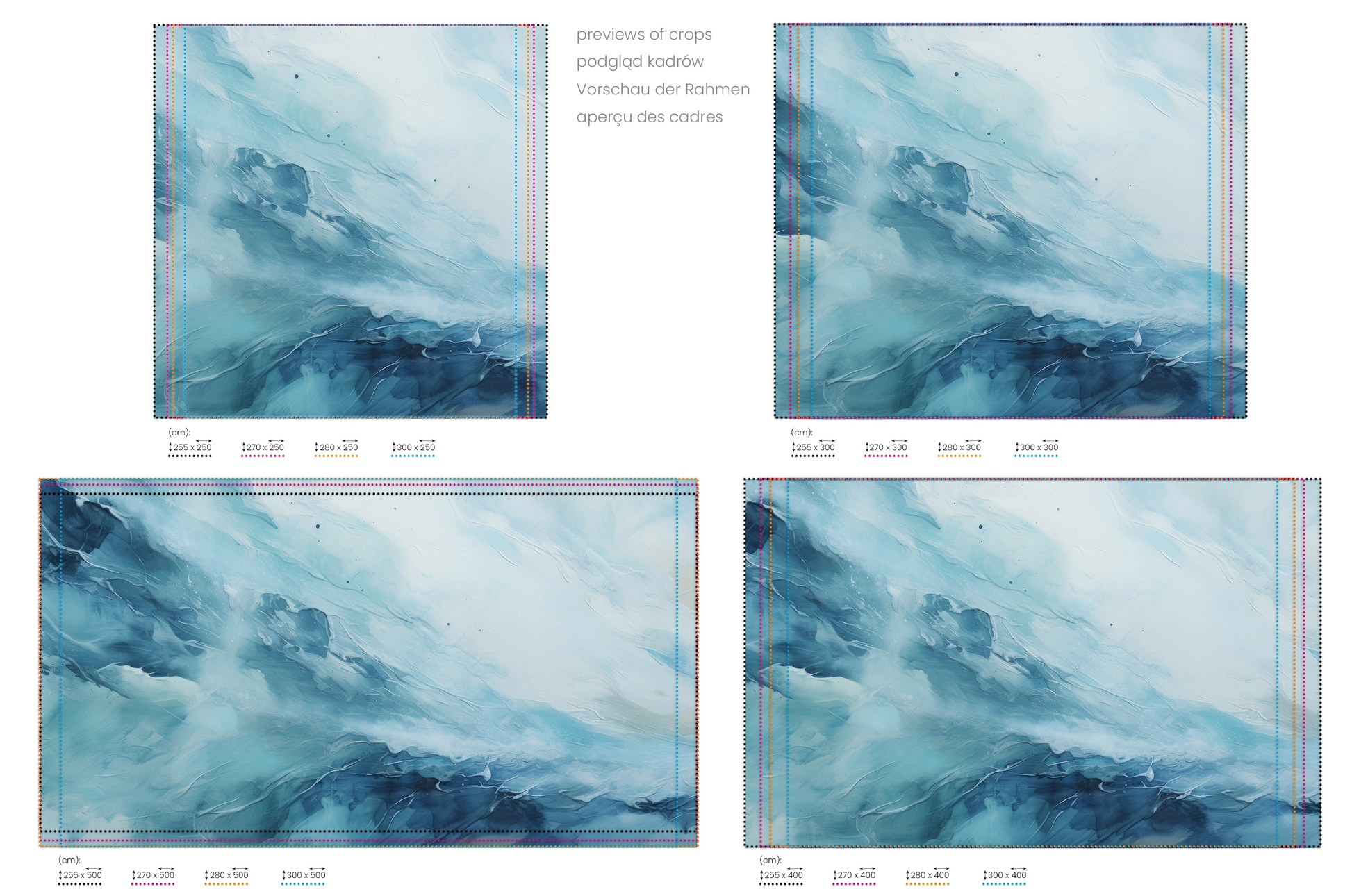 Na obrazie znajduje się prezentacja przykładowych rozmiarów fototapety o nazwie Terran Rise. Rozmiar fototapety jest dowolny.