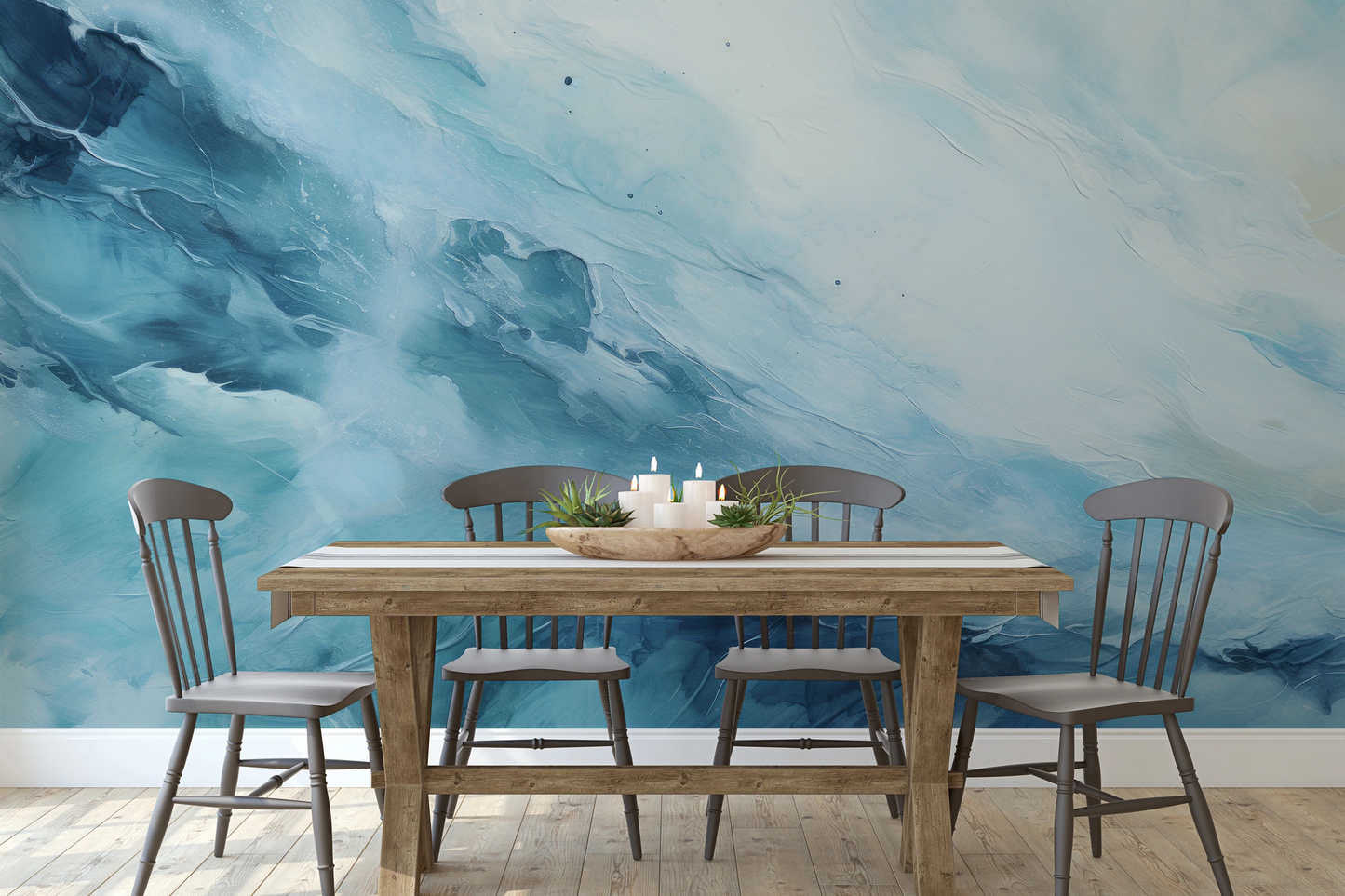 Wzór fototapety o nazwie Terran Rise pokazanej w kontekście pomieszczenia.