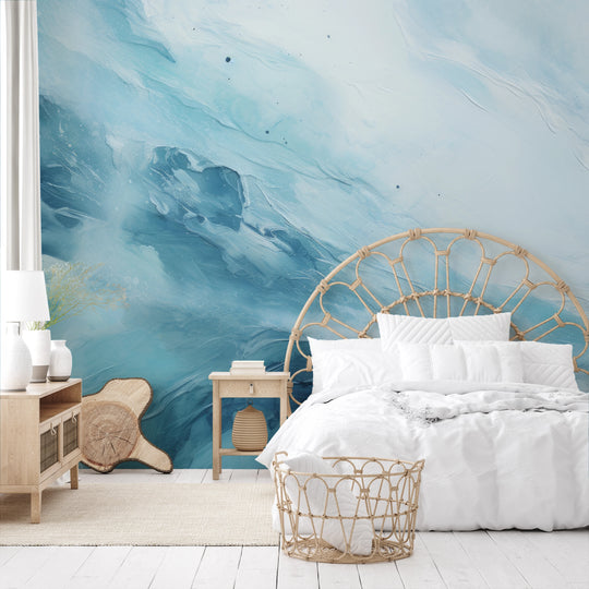 Wzór fototapety artystycznej o nazwie Terran Rise pokazanej w aranżacji wnętrza.