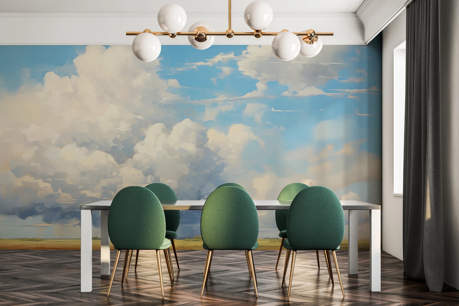 Fototapeta malowana o nazwie Ethereal Fields pokazana w aranżacji wnętrza.