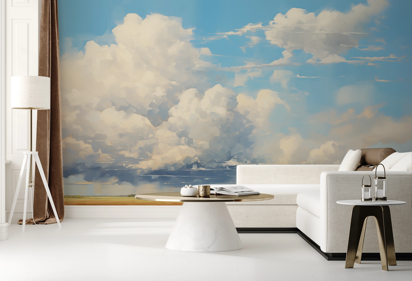 Fototapeta artystyczna o nazwie Ethereal Fields pokazana w aranżacji wnętrza.