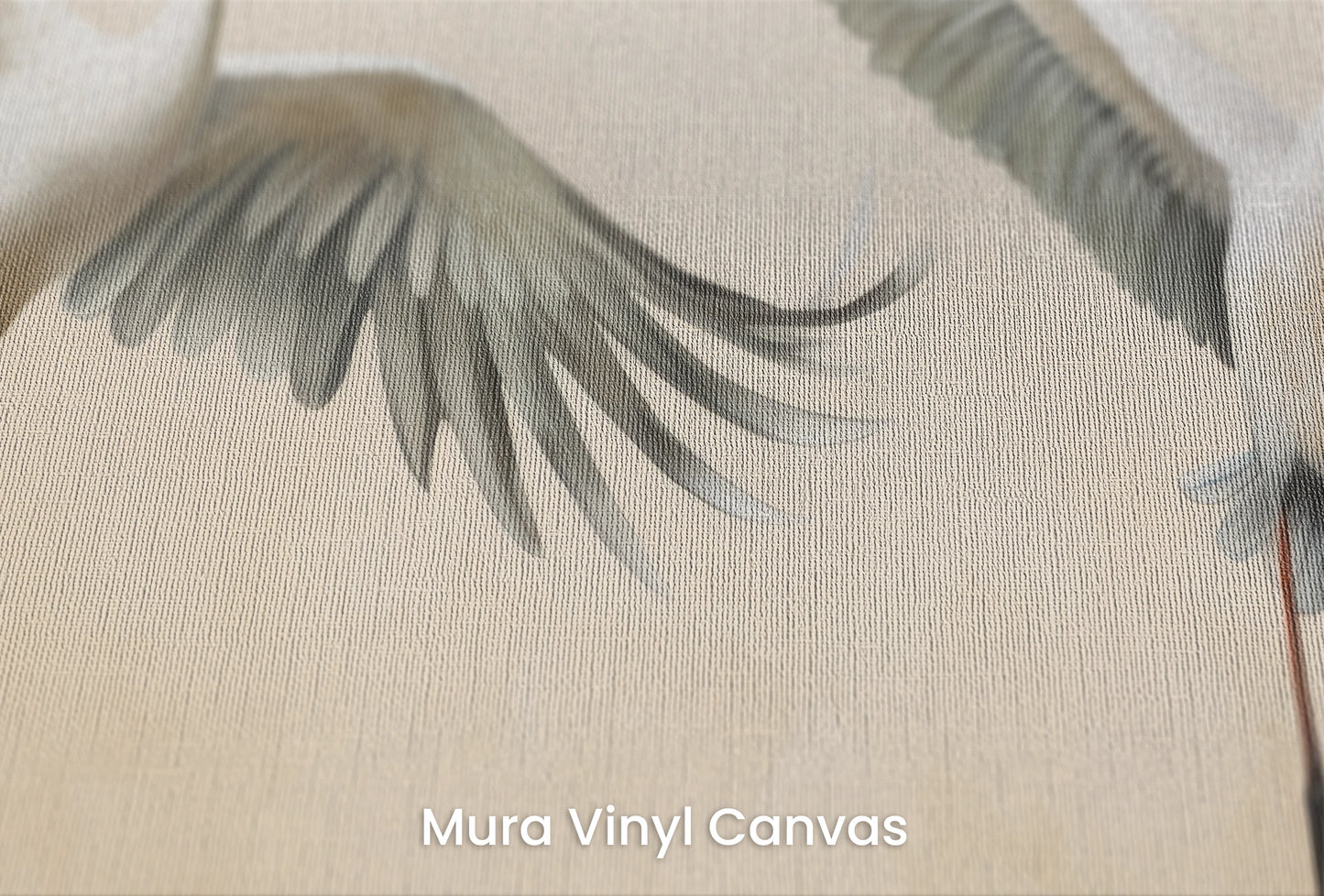 Zbliżenie na artystyczną fototapetę o nazwie Graceful Leap na podłożu Mura Vinyl Canvas - faktura naturalnego płótna.