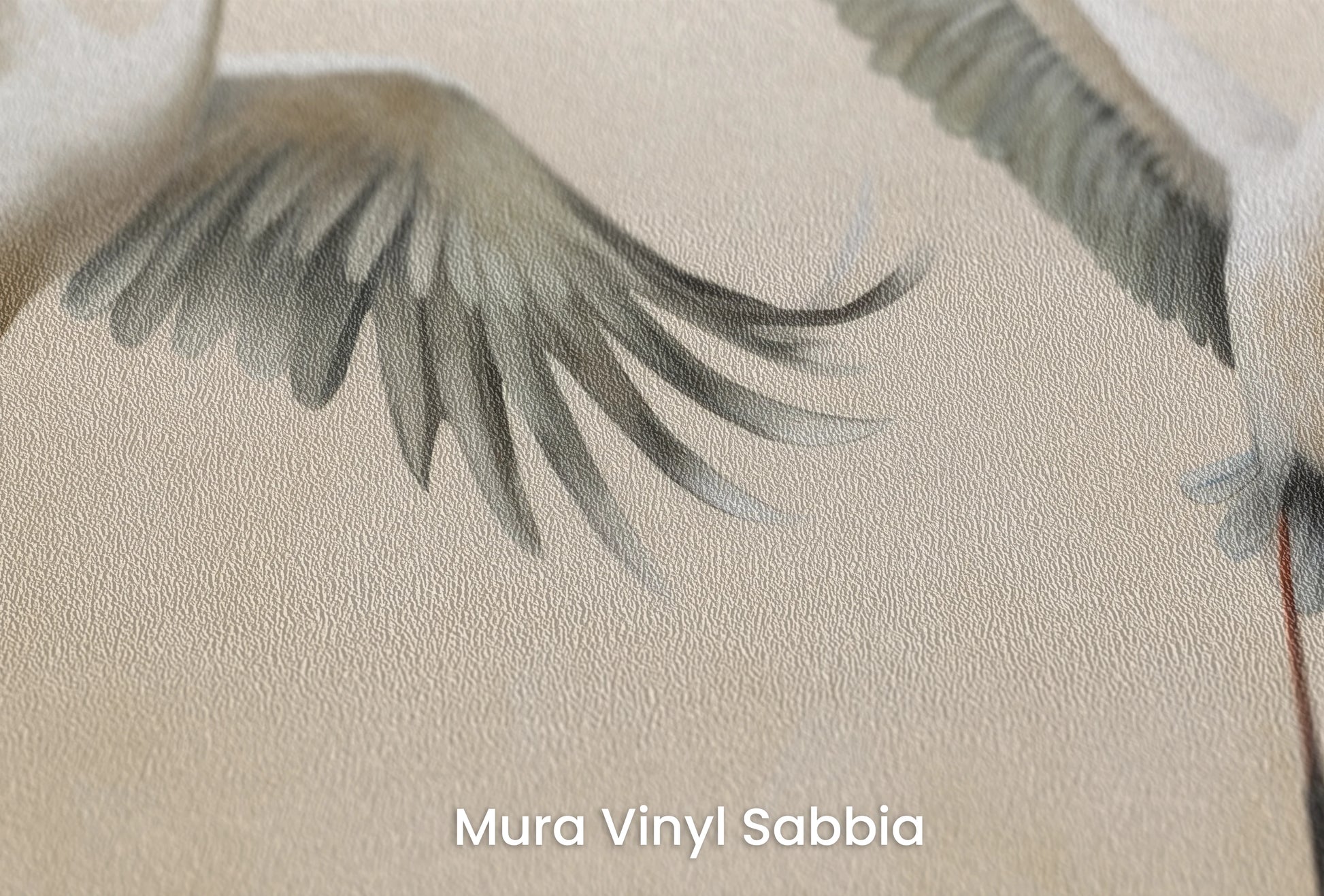 Zbliżenie na artystyczną fototapetę o nazwie Graceful Leap na podłożu Mura Vinyl Sabbia struktura grubego ziarna piasku.