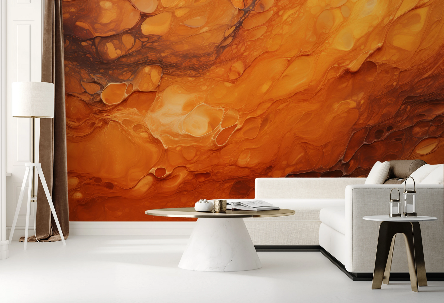 Fototapeta artystyczna o nazwie Mercurial Craters pokazana w aranżacji wnętrza.