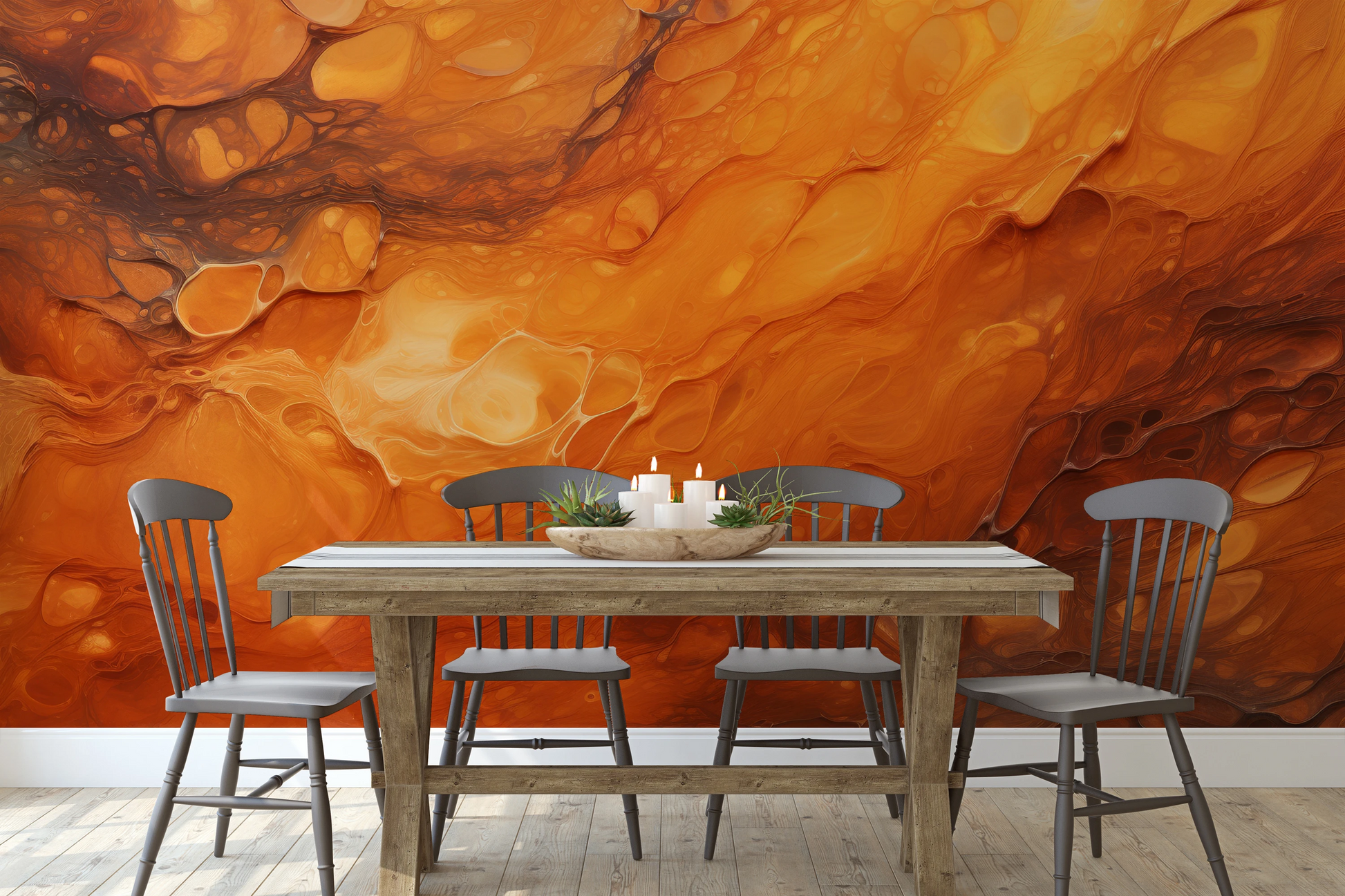 Wzór fototapety o nazwie Mercurial Craters pokazanej w kontekście pomieszczenia.