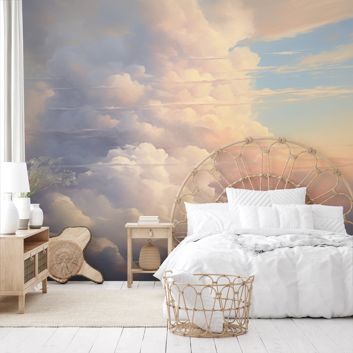 Fototapeta malowana o nazwie Heavenly Harmony pokazana w aranżacji wnętrza.