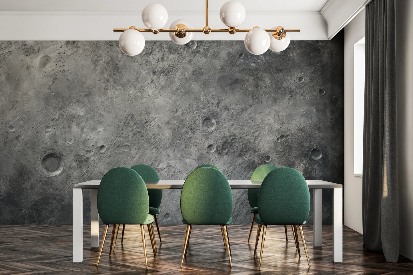 Wzór fototapety o nazwie Lunar Majesty pokazanej w kontekście pomieszczenia.