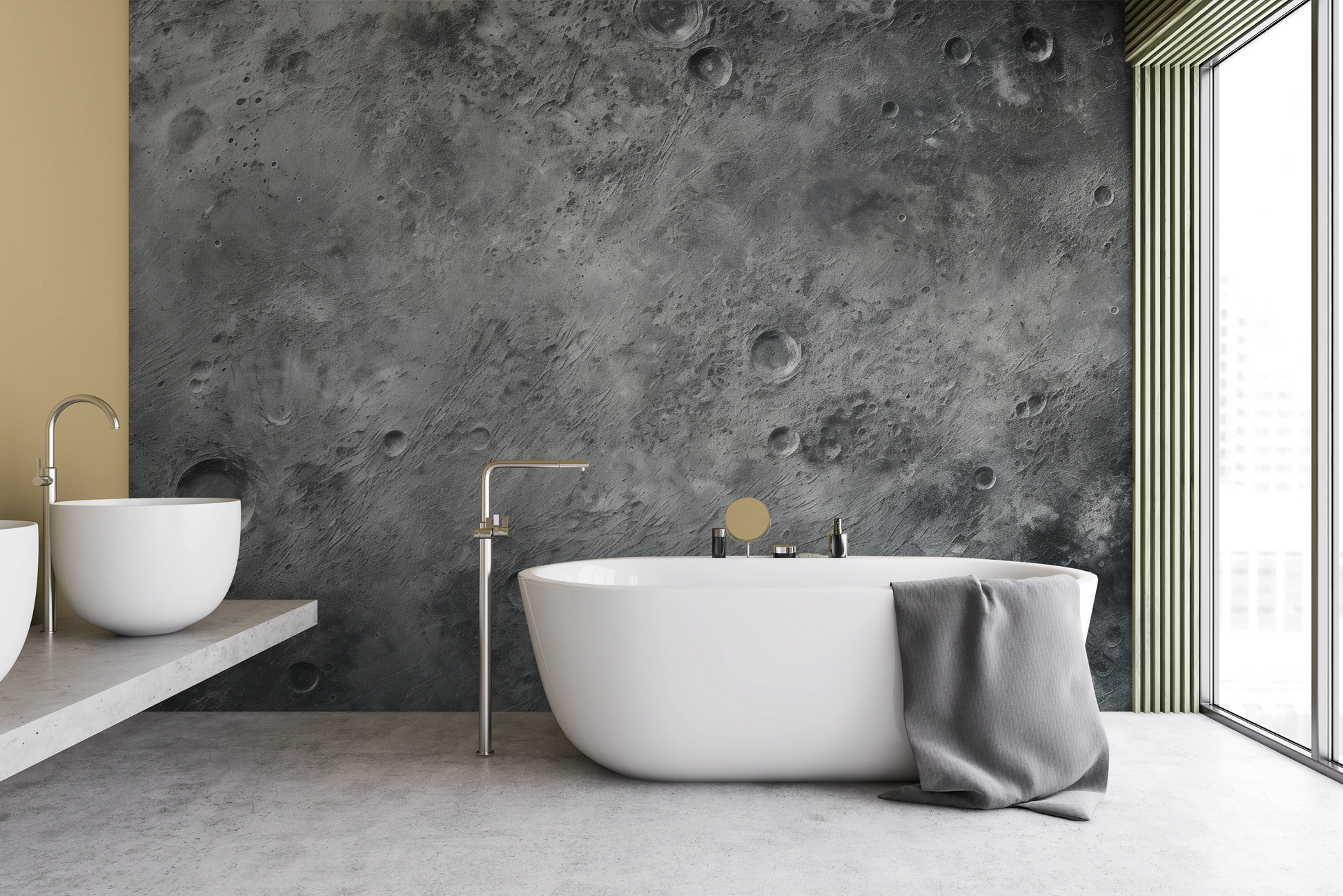 Wzór fototapety artystycznej o nazwie Lunar Majesty pokazanej w aranżacji wnętrza.