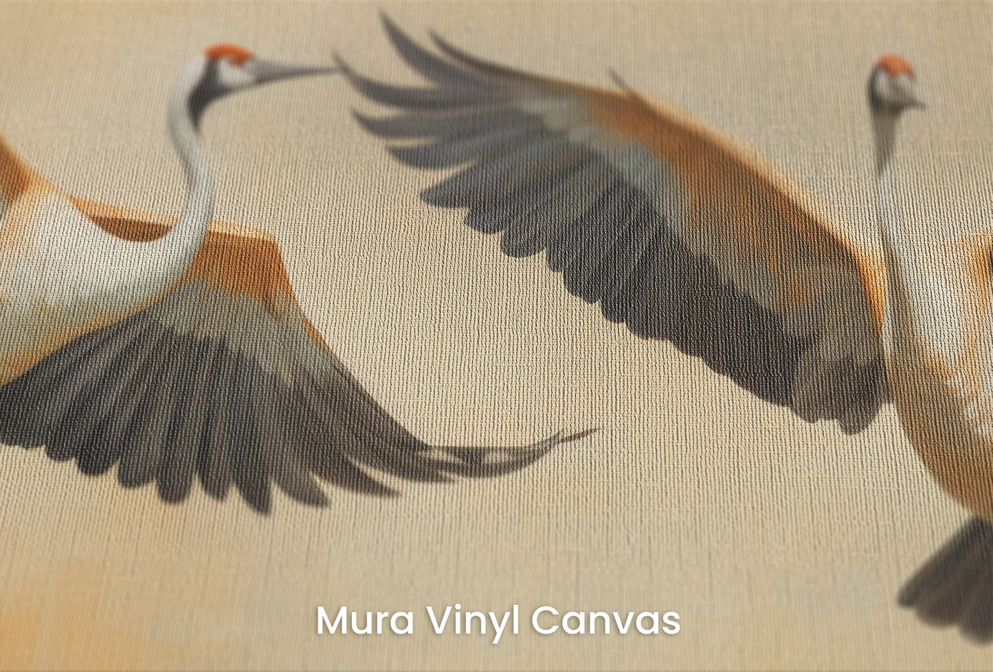 Zbliżenie na artystyczną fototapetę o nazwie Golden Duet na podłożu Mura Vinyl Canvas - faktura naturalnego płótna.