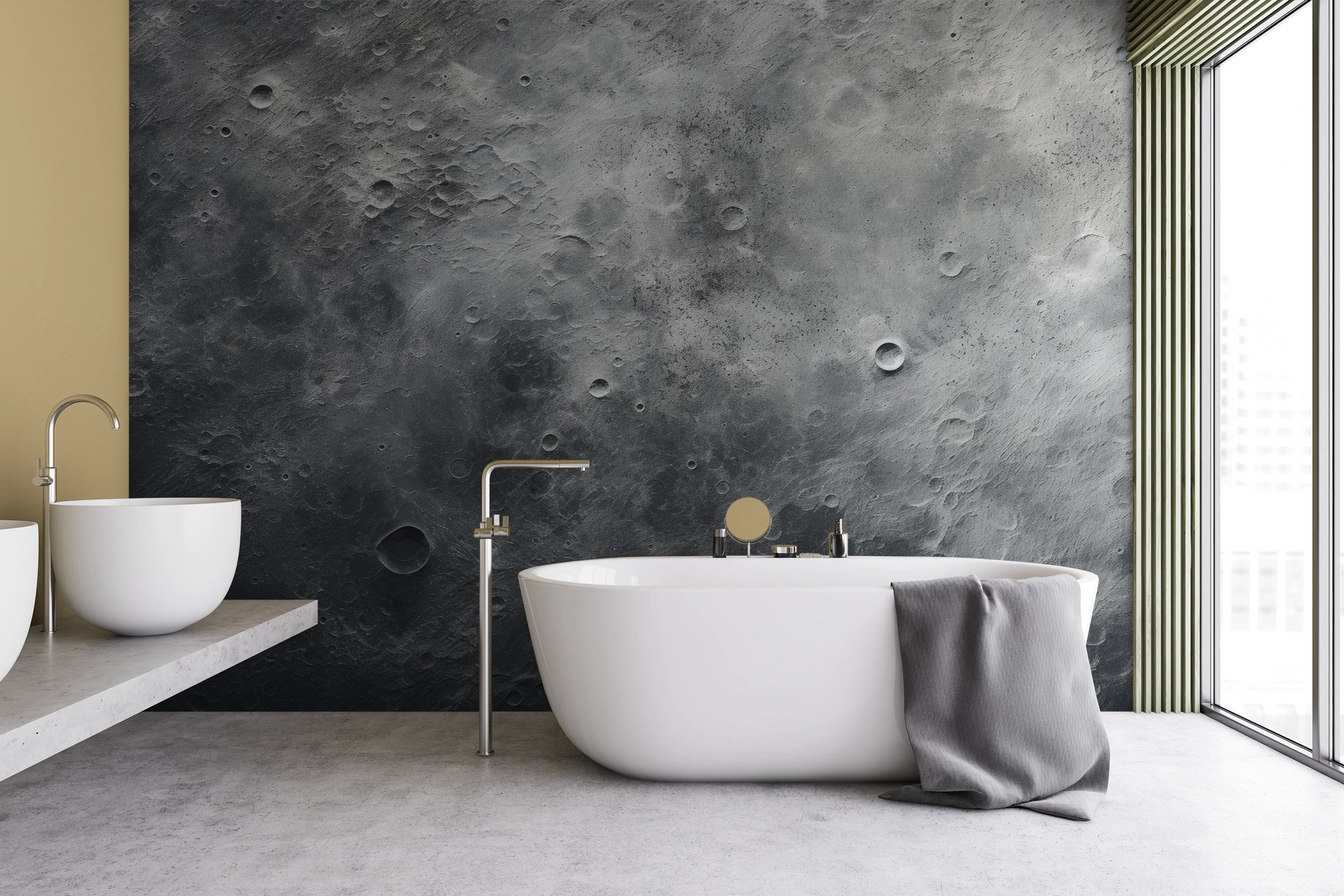 Wzór fototapety artystycznej o nazwie Jovian Vortex pokazanej w aranżacji wnętrza.