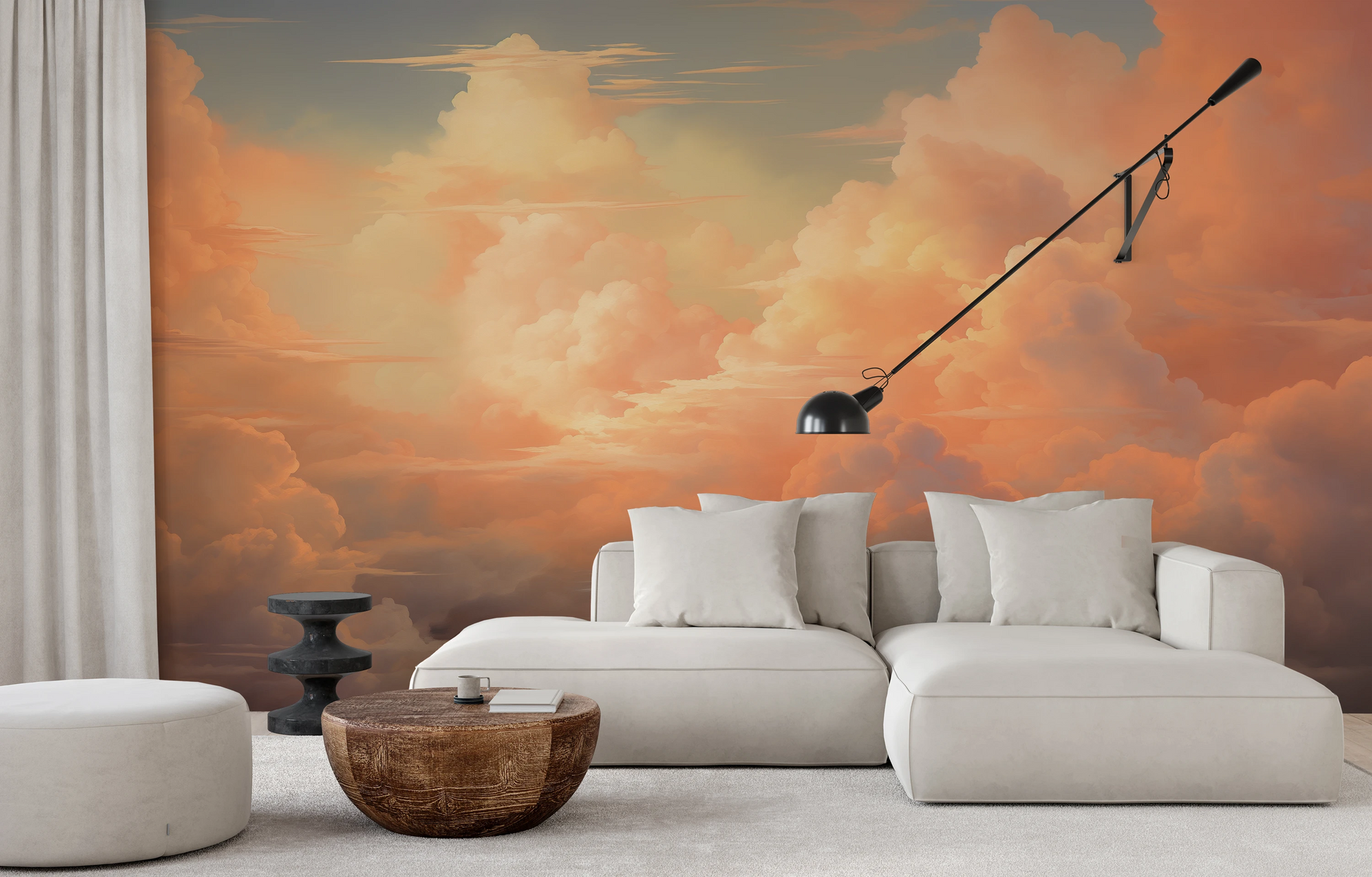 Fototapeta artystyczna o nazwie Sunset Serenity pokazana w aranżacji wnętrza.
