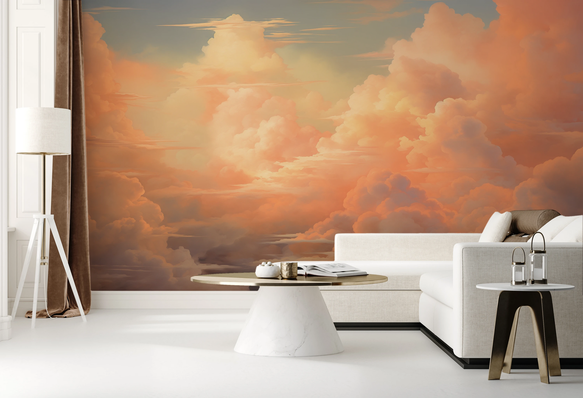 Wzór fototapety o nazwie Sunset Serenity pokazanej w kontekście pomieszczenia.
