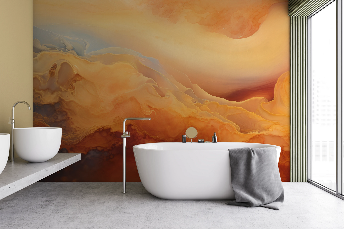 Wzór fototapety o nazwie Cratered Expanse pokazanej w kontekście pomieszczenia.