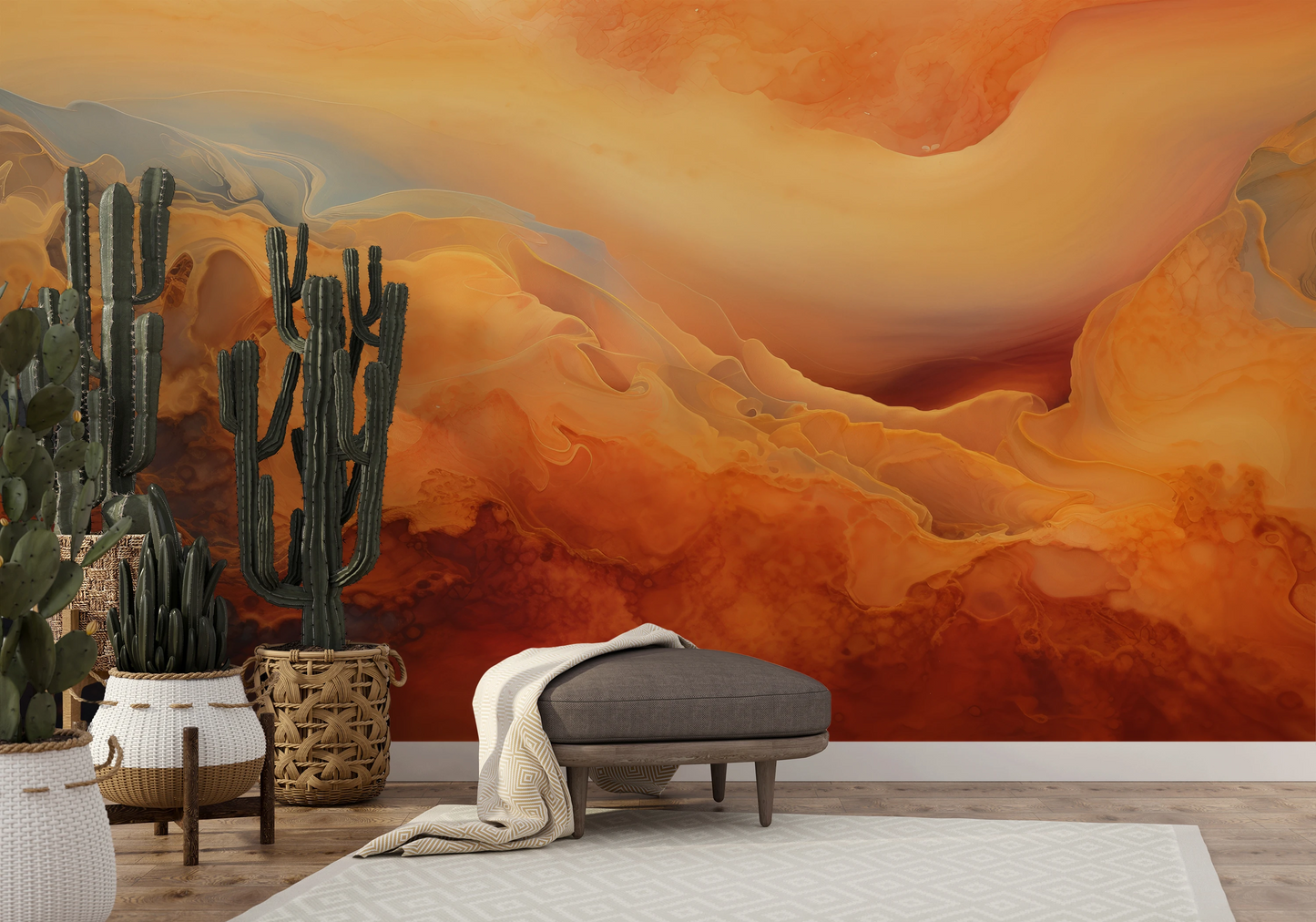 Fototapeta artystyczna o nazwie Cratered Expanse pokazana w aranżacji wnętrza.