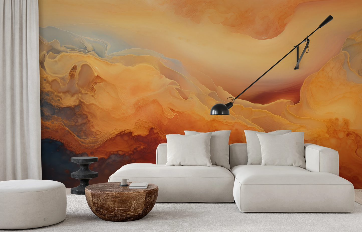 Wzór fototapety artystycznej o nazwie Cratered Expanse pokazanej w aranżacji wnętrza.