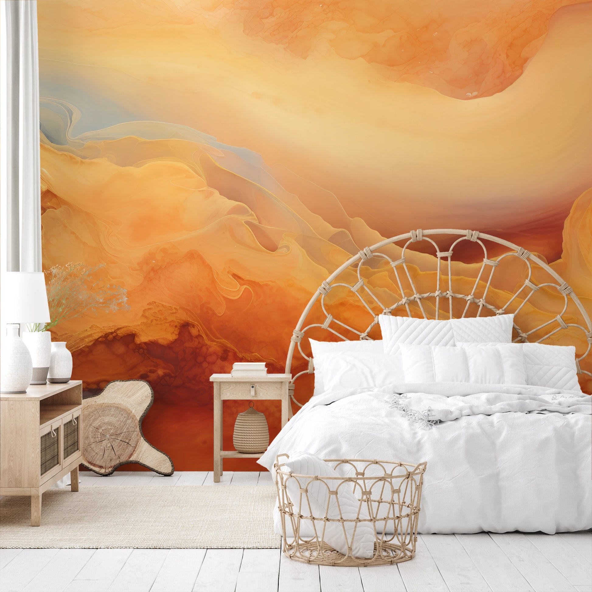 Wzór fototapety artystycznej o nazwie Cratered Expanse pokazanej w aranżacji wnętrza.