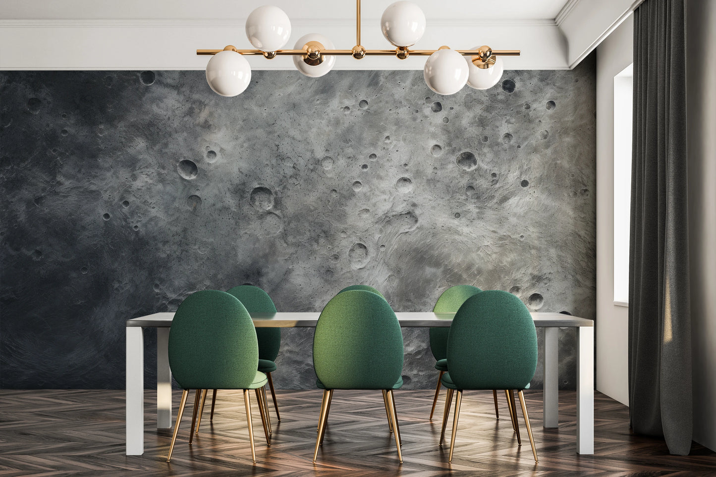 Fototapeta malowana o nazwie Lunar Desert pokazana w aranżacji wnętrza.