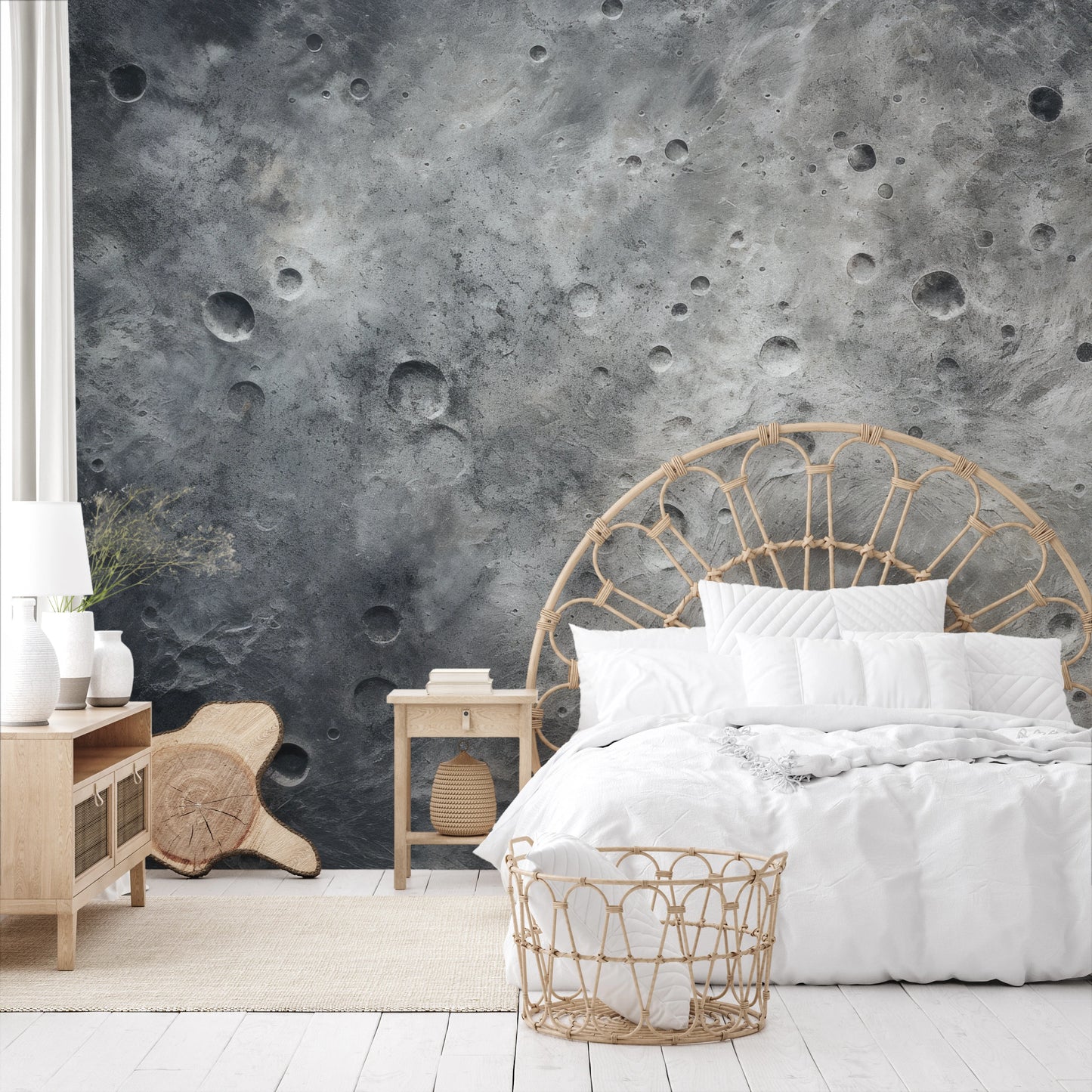 Fototapeta artystyczna o nazwie Lunar Desert pokazana w aranżacji wnętrza.