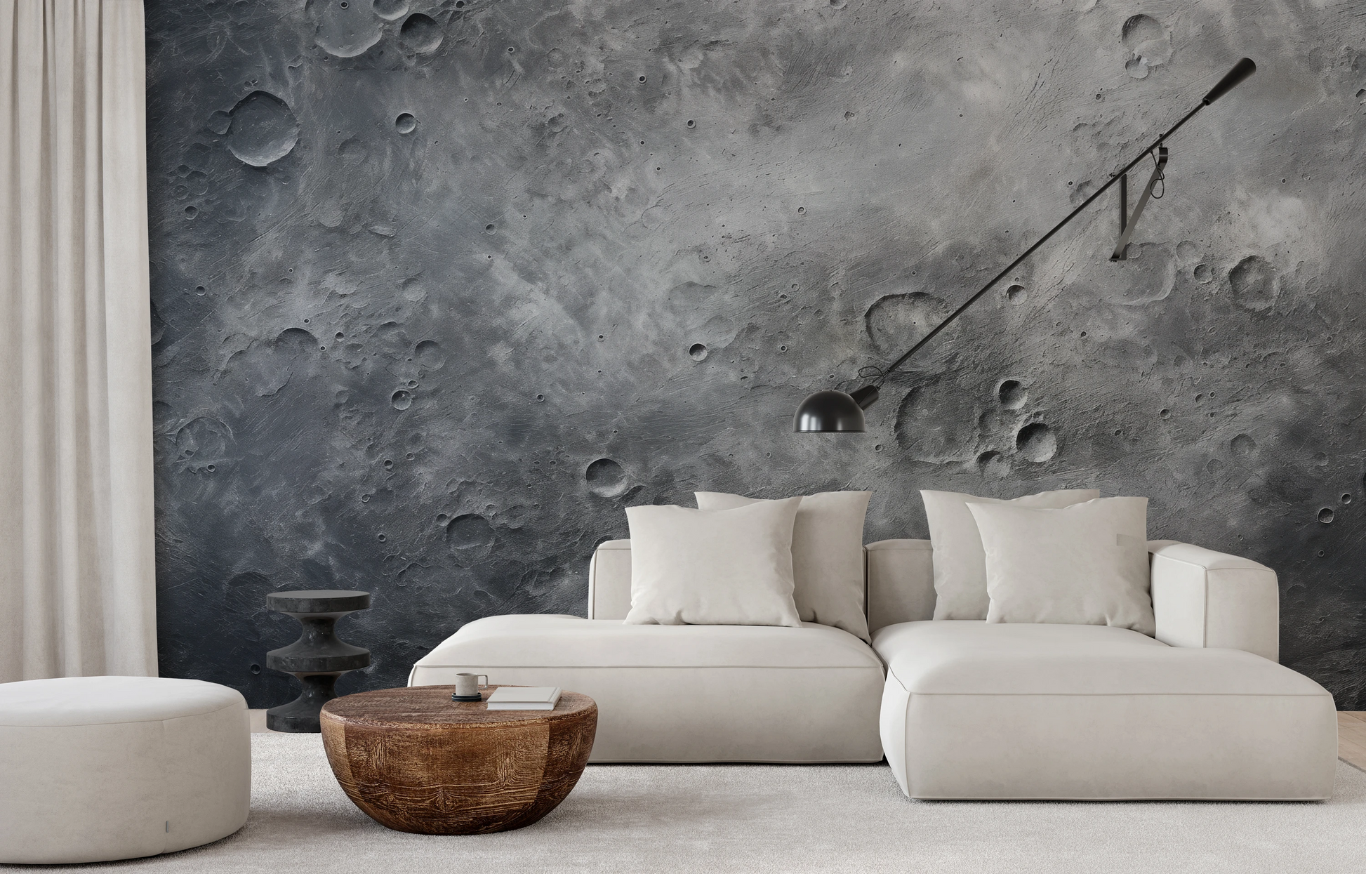 Wzór fototapety artystycznej o nazwie Solar Waves pokazanej w aranżacji wnętrza.