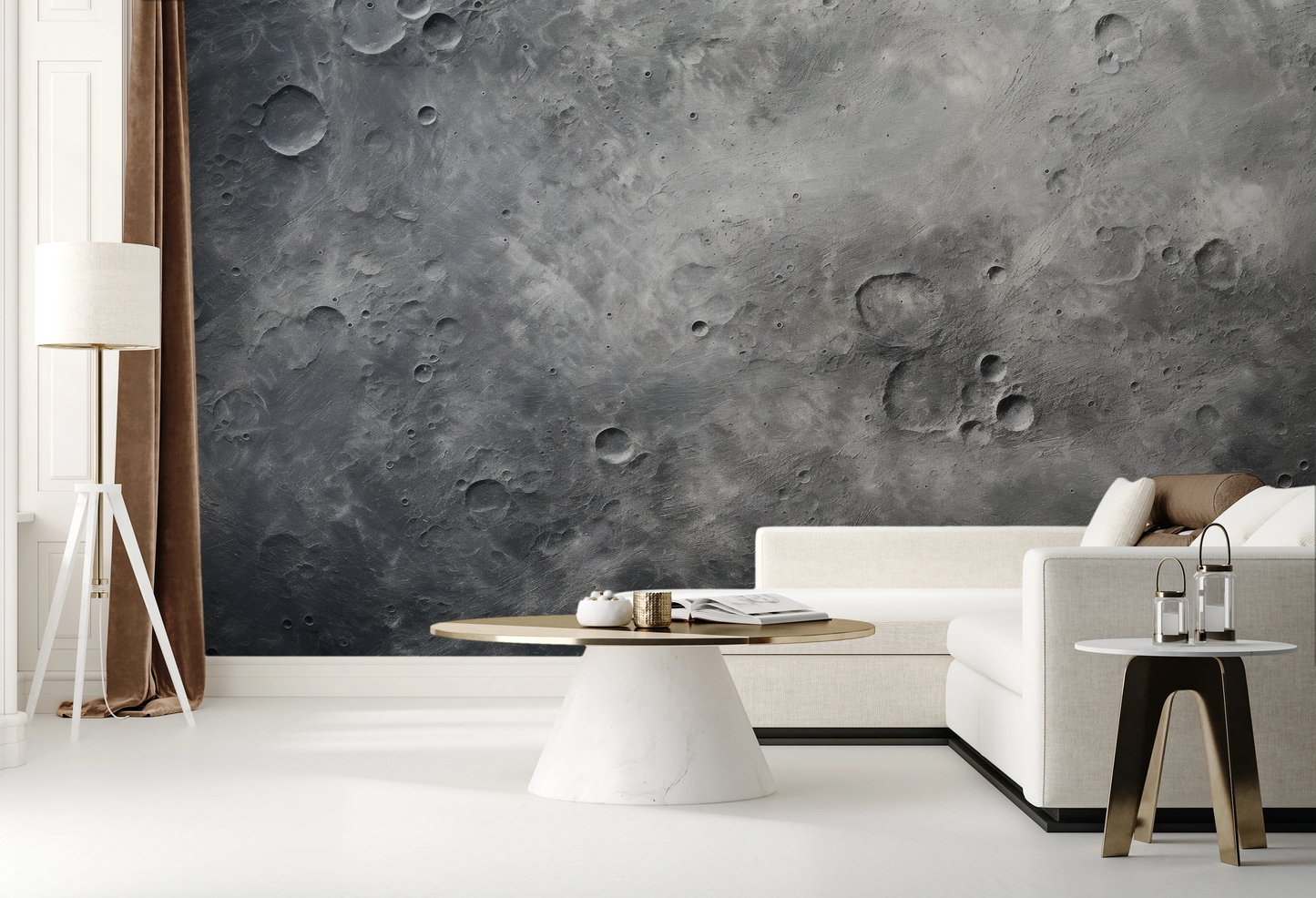 Wzór fototapety artystycznej o nazwie Solar Waves pokazanej w aranżacji wnętrza.