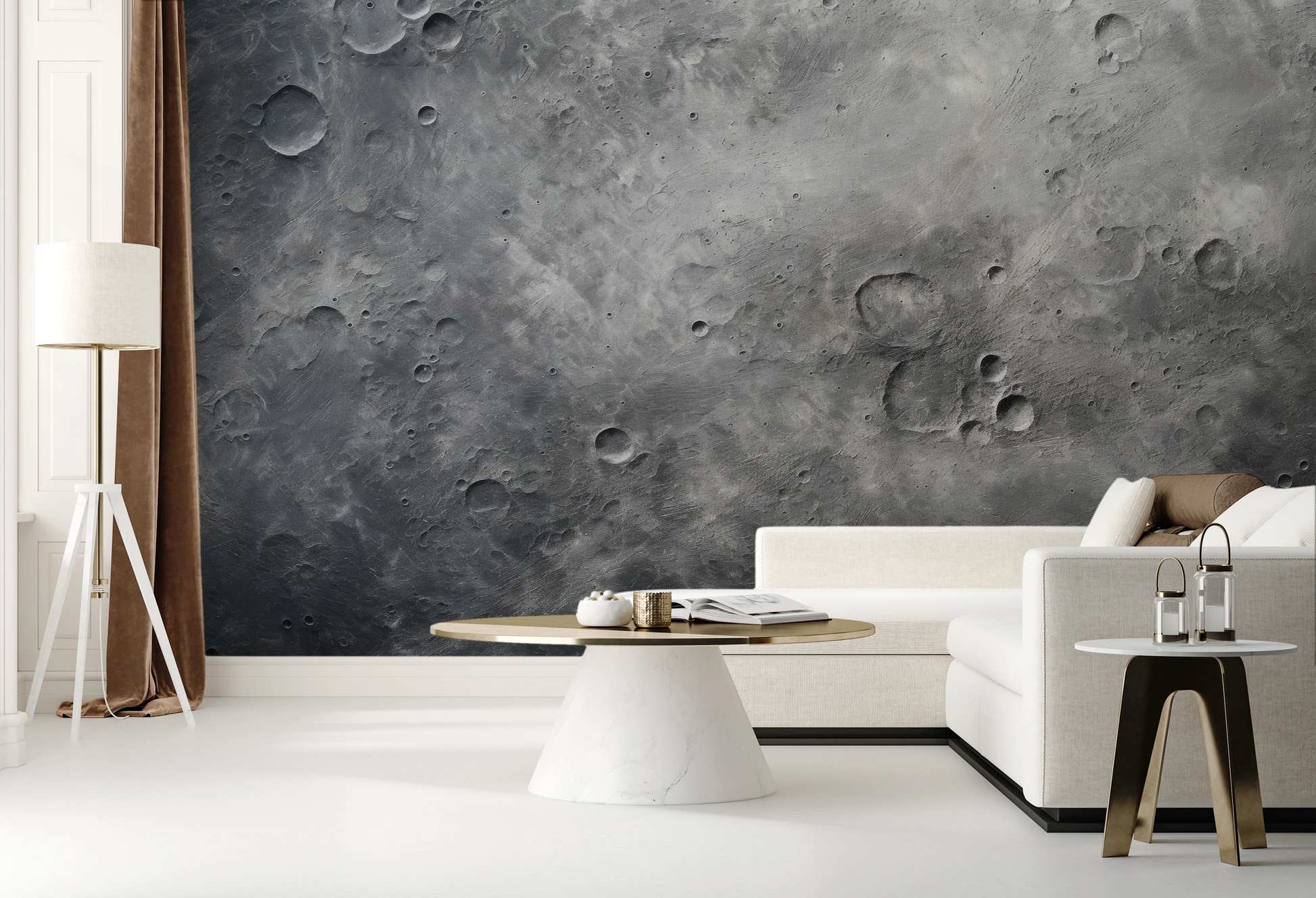 Wzór fototapety artystycznej o nazwie Solar Waves pokazanej w aranżacji wnętrza.