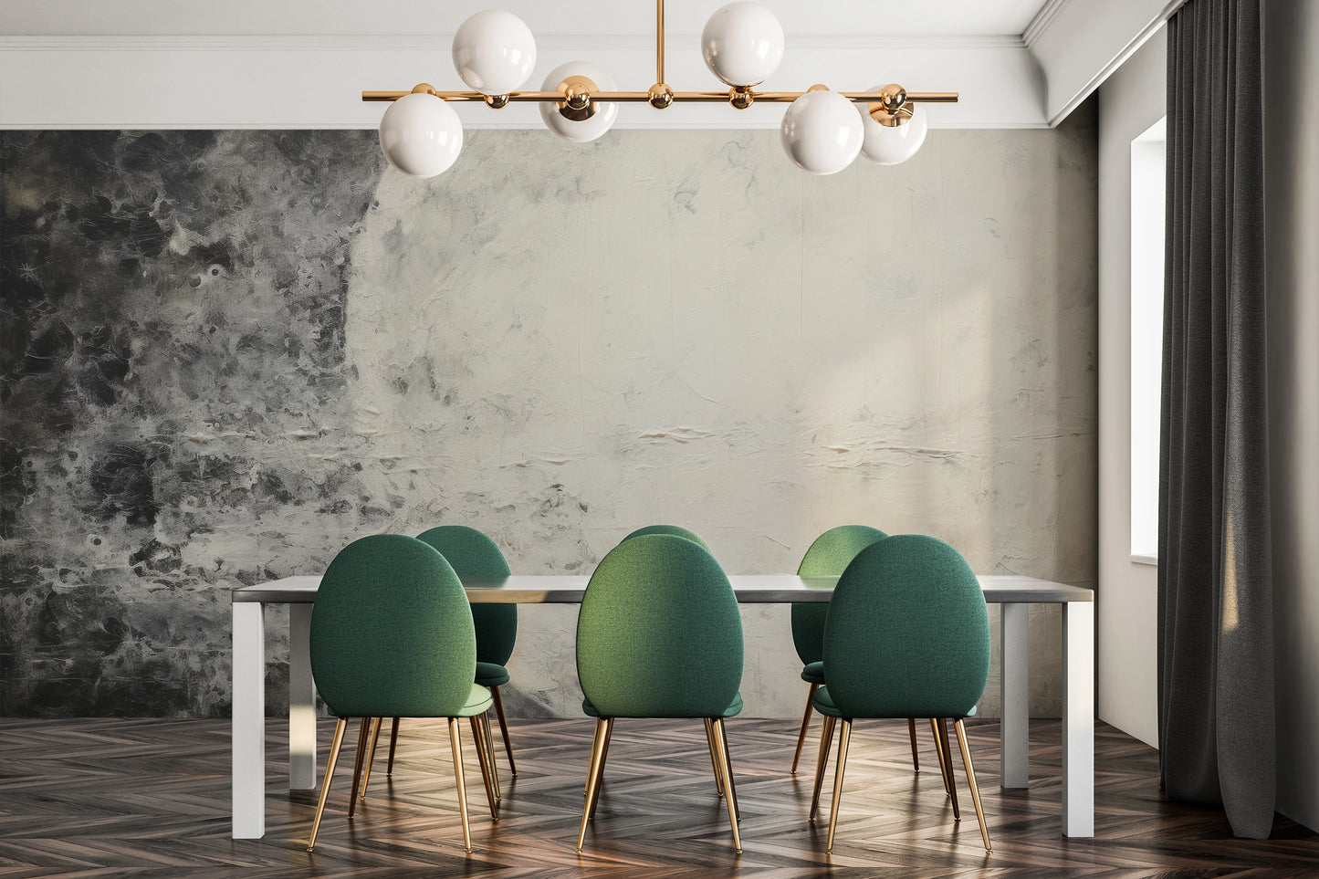 Wzór fototapety malowanej o nazwie Jupiter's Watch pokazanej w aranżacji wnętrza.