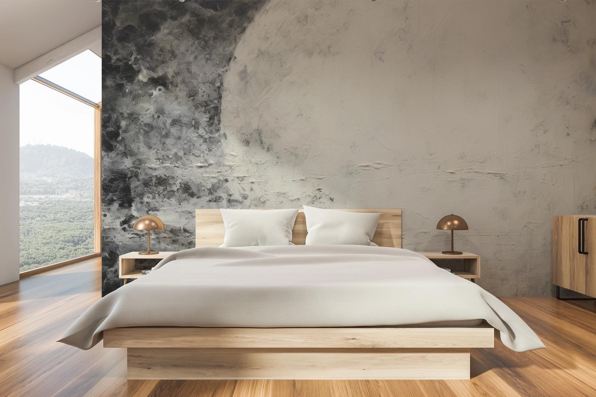 Zdjęcie prezentuje aranżację wnętrza z użyciem fototapety o nazwie Jupiter's Watch pokazanej w aranżacji wnętrza.