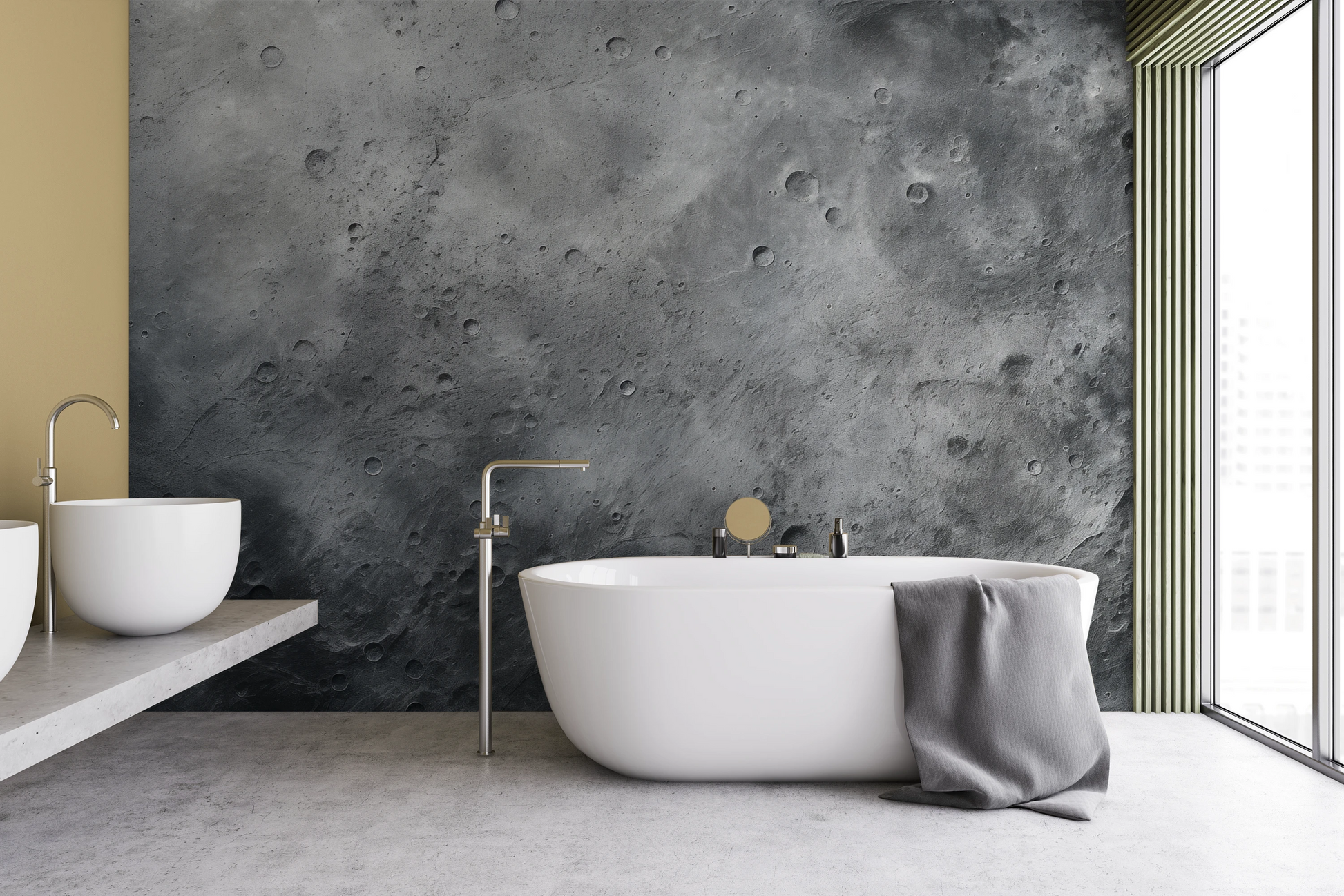 Wzór fototapety artystycznej o nazwie Serene Nebula pokazanej w aranżacji wnętrza.