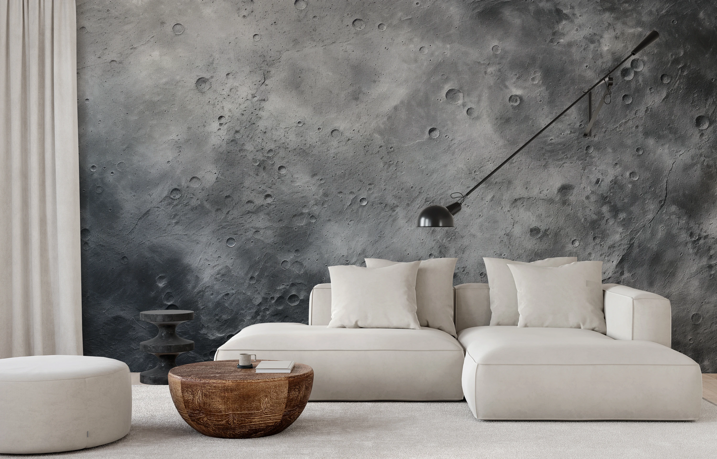 Wzór fototapety malowanej o nazwie Serene Nebula pokazanej w aranżacji wnętrza.