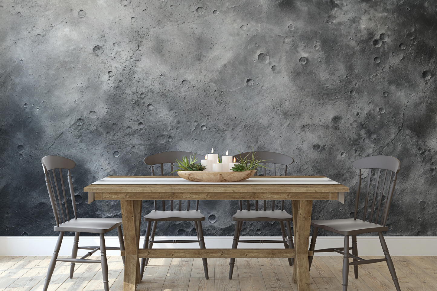 Zdjęcie prezentuje aranżację wnętrza z użyciem fototapety o nazwie Serene Nebula pokazanej w aranżacji wnętrza.