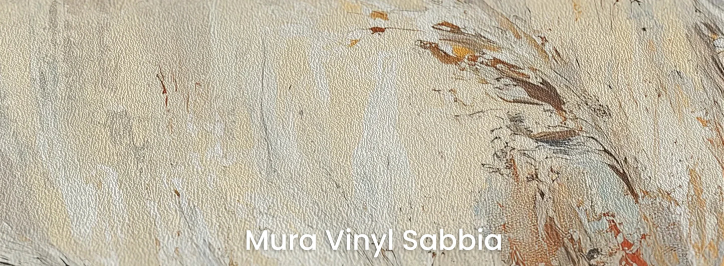 Zbliżenie na fototapetę RUSTIC BALLET - tapeta z artystyczną abstrakcją traw w ciepłych odcieniach na podłożu o strukturze ziarna piasku.