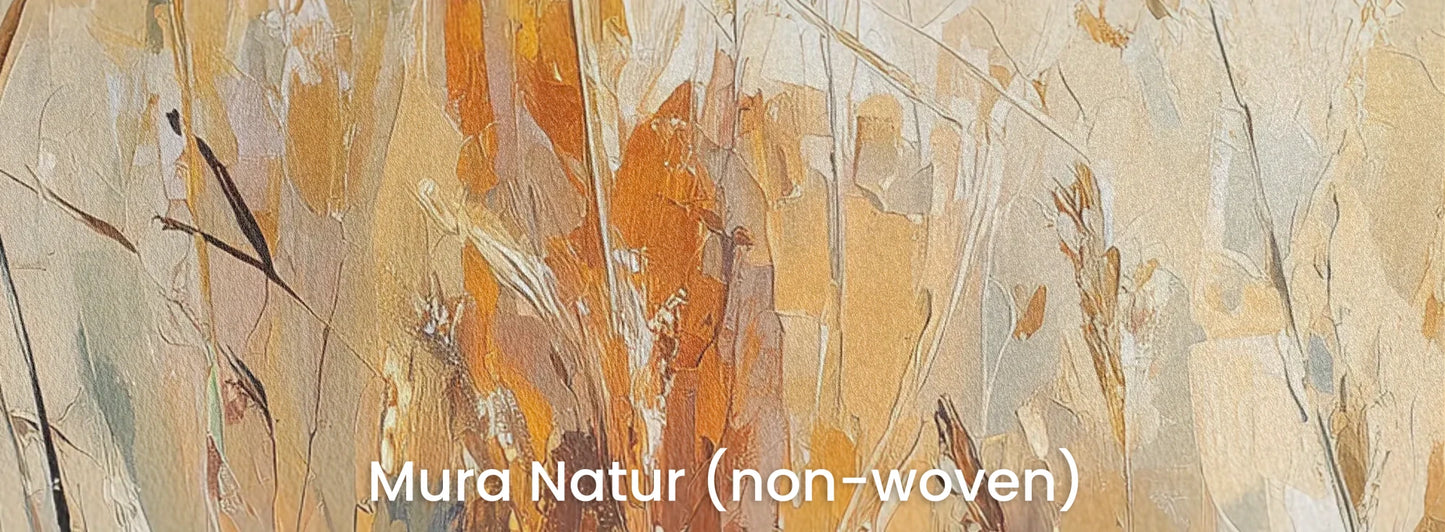 Zbliżenie na fototapetę GOLDEN HARVEST - tapeta z jesiennymi trawami na naturalnym podłożu ekologicznym.