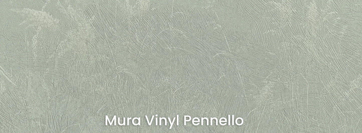 Zbliżenie na fototapetę SILENT SHORE - tapeta z mglistą trawą w szarej tonacji na podłożu o fakturze pociągnięć pędzla.