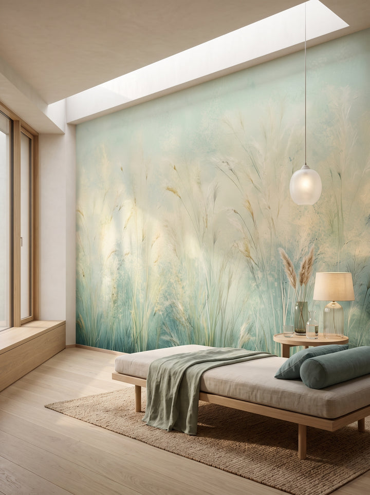 Fototapeta artystyczna o nazwie EMERALD WALTZ w aranżacji wnętrza: prywatny pokój wellness w nowoczesnej rezydencji.