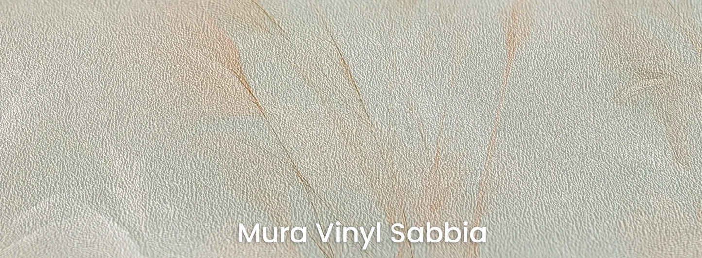 Zbliżenie na fototapetę OPAL WHISPERS - tapeta z delikatnymi trawami w pastelowych odcieniach na podłożu o strukturze ziarna piasku.