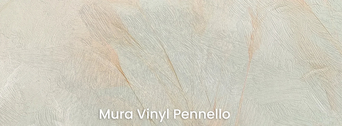 Zbliżenie na fototapetę OPAL WHISPERS - tapeta z delikatnymi trawami w pastelowych odcieniach na podłożu o fakturze pociągnięć pędzla.