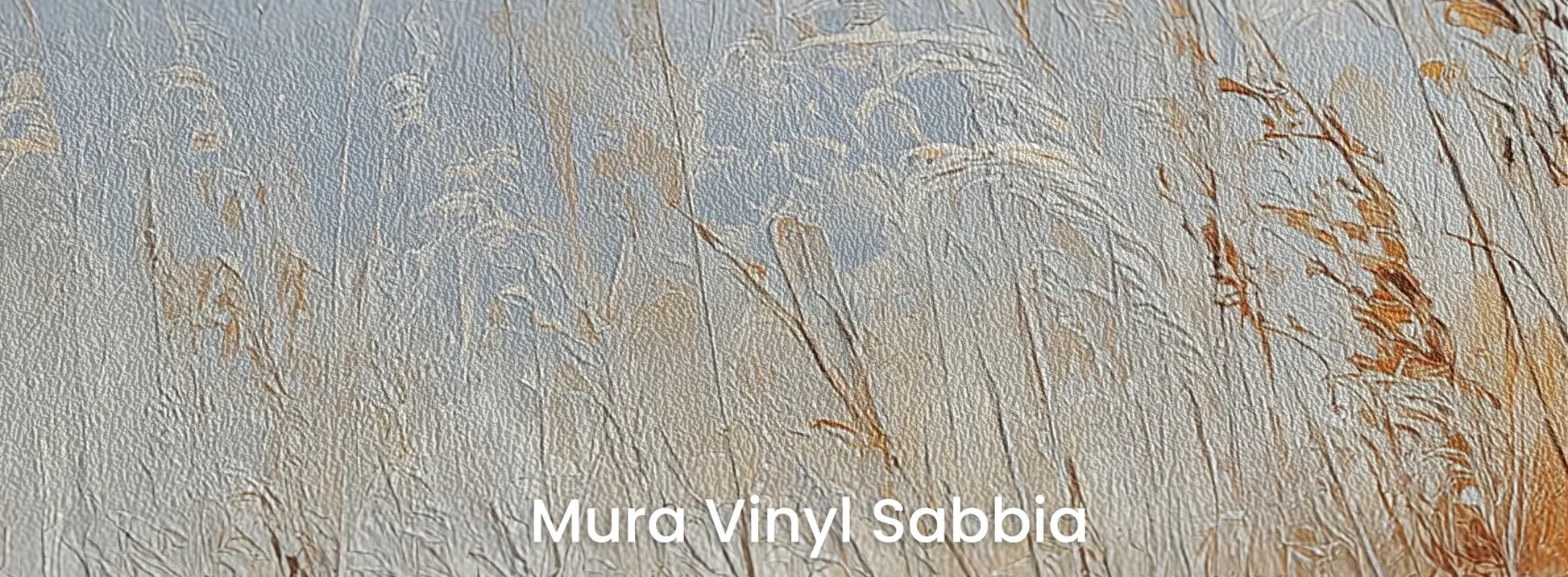 Zbliżenie na fototapetę MORNING HAZE - tapeta z mglistym krajobrazem traw o świcie na podłożu o strukturze ziarna piasku.