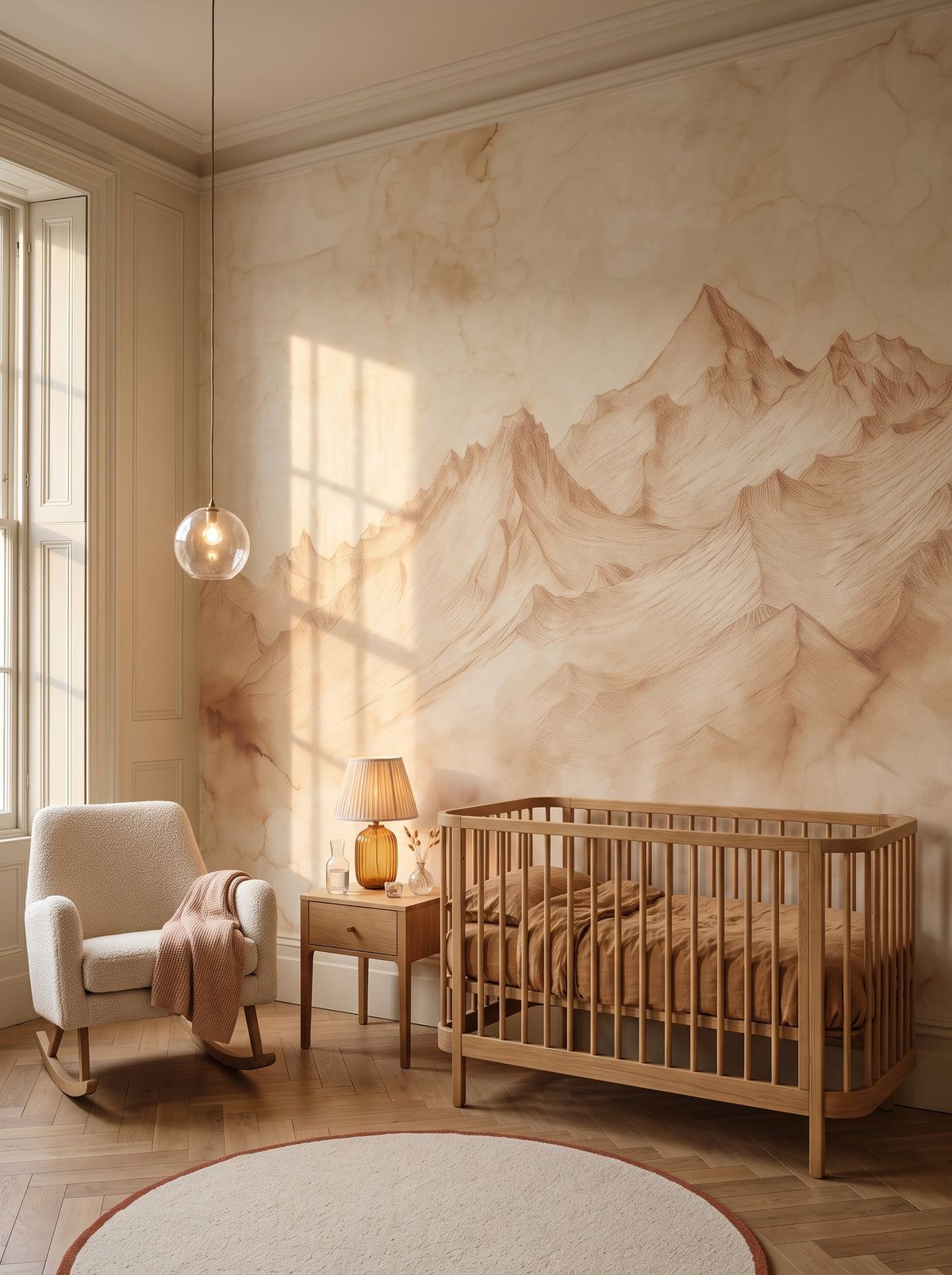 Fototapeta artystyczna o nazwie Pastel Canyons w aranżacji wnętrza: pokój dziecięcy w eleganckiej kamienicy.