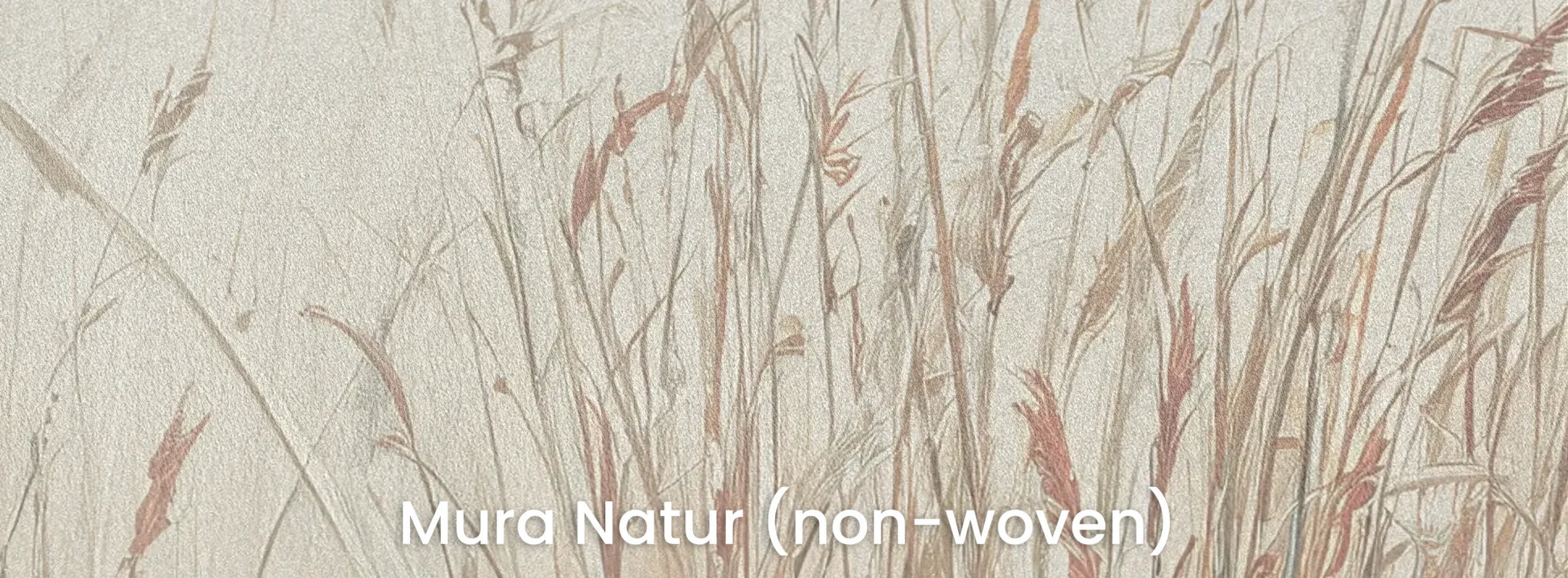 Zbliżenie na fototapetę MORNING WHISPERS - tapeta z mglistymi trawami o świcie na naturalnym podłożu ekologicznym.