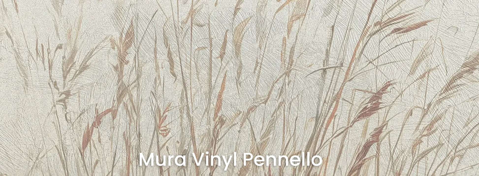 Zbliżenie na fototapetę MORNING WHISPERS - tapeta z mglistymi trawami o świcie na podłożu o fakturze pociągnięć pędzla.