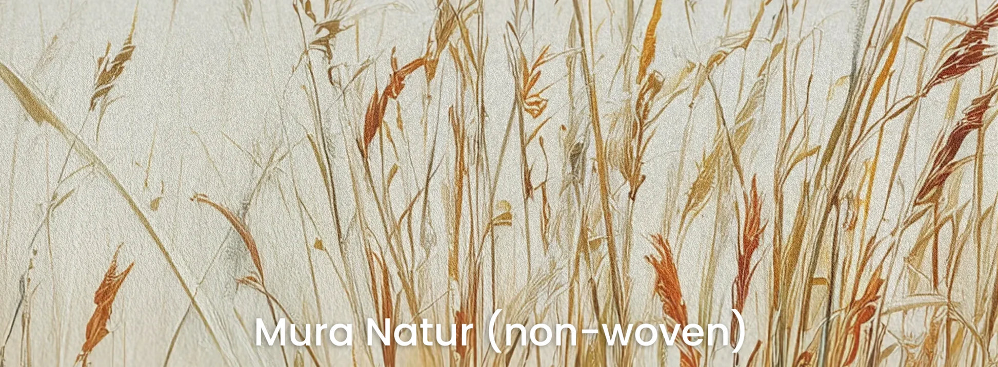 Zbliżenie na fototapetę GENTLE FIELDS - tapeta z jesiennymi trawami na mglistym tle na naturalnym podłożu ekologicznym.