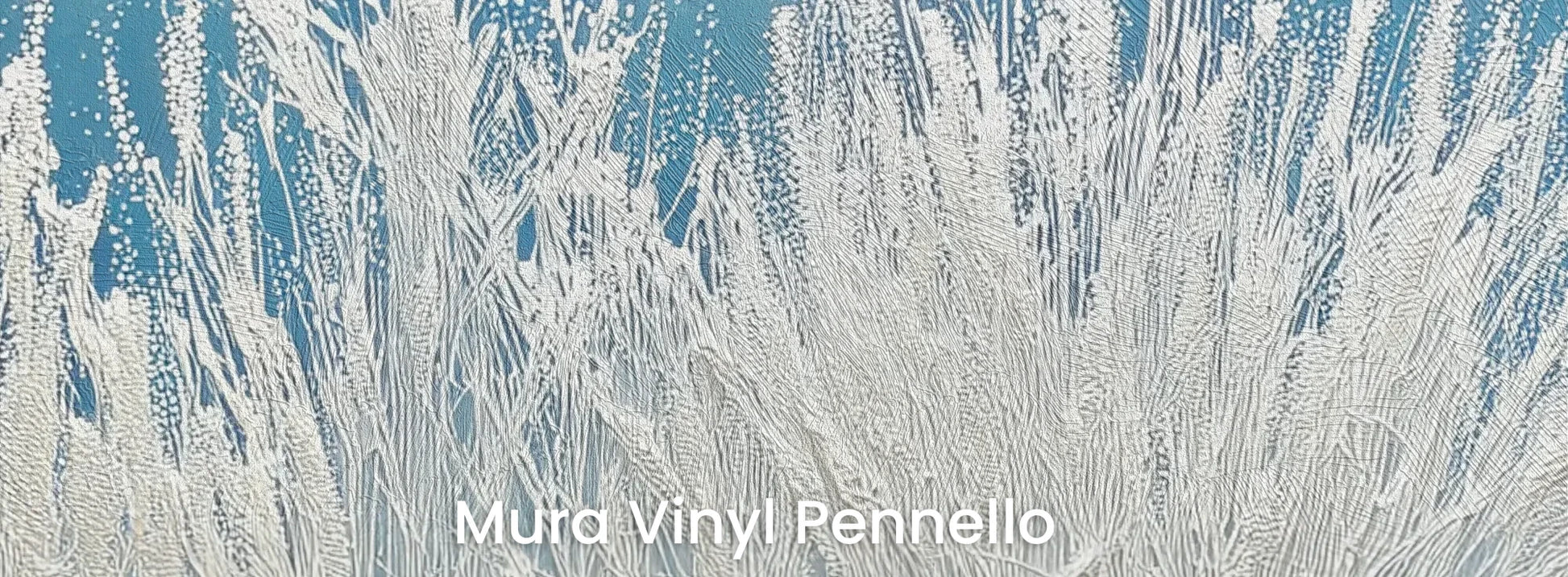 Zbliżenie na fototapetę GLACIAL STEMS - tapeta z mroźnymi źdźbłami trawy na podłożu o fakturze pociągnięć pędzla.